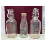 Glass Milk Jars & 1 Cream Top Spoon
