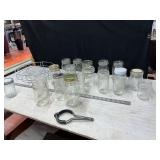 Canning supply lot. Mason jars and rack