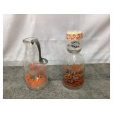 Dairy bottles with cream dipper