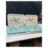 Vtg MCM Metal Floral Serving Trays