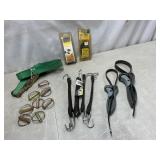 Bungees, ratchet strap, strap wrench, lynch pins