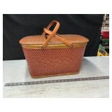 Vtg Red-Man wicker Picnic Basket
