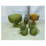 Avocado Green & Amber Glass Cups, Compotes & More