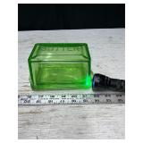 Vtg Uranium Glass Butter Dish, see desc.