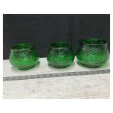 Vtg E.O. Brody green glass Planter / bowls