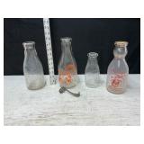 Vtg milk bottles and spoon
