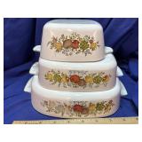 Three Spice of Life Corning Baking Dishes, no