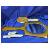 Vintage Mirror and Brush with manicure buffer