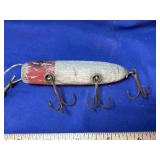 Vintage 4' Long Wooden Three treble Hook fishing