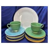 Fiesta dinner Plate, saucers and cups