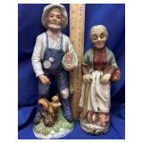 Porcelain Man and Woman wit baskets of Apples
