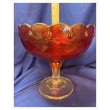 Indiana Glass Teardrop Red and Clear Pedestal