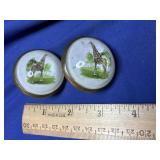 Two brass Exotic Giraffe Bridle Rosettes