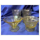 Amber Depression Glass : 2 glasses and two