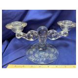 Heisey Hand Blown Crystal Rose Etched Candle