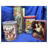 4 Large Tins for Cookies, Candies, etc.