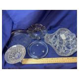 5 Clear Glass Dishes/candle holder