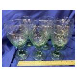 6 Libbey Orchard Fruit Spanish Green Glass