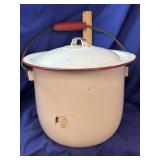 Vintage enamel Chamber pot with lid