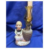 Vintage Mini Oil Lamp - Porcelain Girl - Never