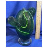 Vintage Bubble Green Glass Oil Lamp - Never Used