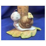 Vintage Ceramic Snail Figurine with Butterfly