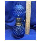 Vintage Blue Hobnail Miniature Oil Lamp - Unused