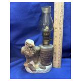Vintage Bisque Bald Eagle Miniature Oil Lamp -