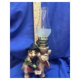Miniature Man and Donkey Oil Lamp - Unused