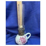 Miniature porcelain Pink Rose Finger Oil Lamp -