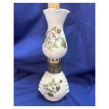 Miniature Hand Painted Roses milk glass Oil Lamp