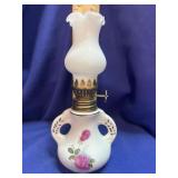 Ceramic Miniature Oil Lamp ï¿½ Pink Rose Motif, Dual