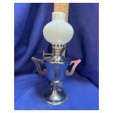 Chrome / Silver-Tone Metal Miniature Oil Lamp