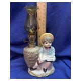Vintage Ceramic Boy Reading a Book Miniature Oil