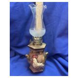 Vintage Rooster Hexagon base Miniature Oil Lamp -