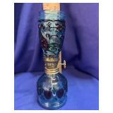 Teal Crackle Glass Miniature Oil Lamp
