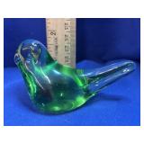 Green Glass Bird Figurine