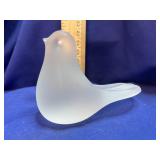 Frosted Satin Art Glass Bird Figurine