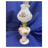 Milk Glass Hand-Painted Style Floral Parlor Lamp