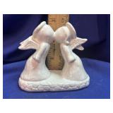 VTGGlazed Ceramic Figural Angel Couple Figuri