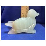Carved Mexican Onyx / Calcite Duck Figurine