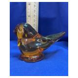 Vintage Amber (maybe Fenton) art glass Bird.