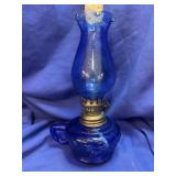 Vintage Cobalt Blue Finger Miniature Oil Lamp -