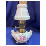 Ceramic Miniature Oil Lamp ï¿½ Pink Peony & Floral