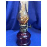 Ruby Red Glass Miniature Oil Lamp