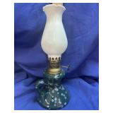 Vintage Green Porcelain Speckle Finger Oil Lamp -