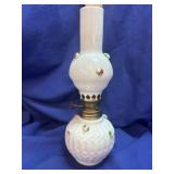 Miniature milk glass Oil Lamp with floral
