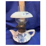 Miniature porcelain Tea Pot with Blue Flowers Oil
