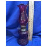 Vintage miniature Ruby Red Oil Lamp - Never Used