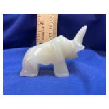 Carved Mexican Onyx / Calcite Rhinoceros Figurine